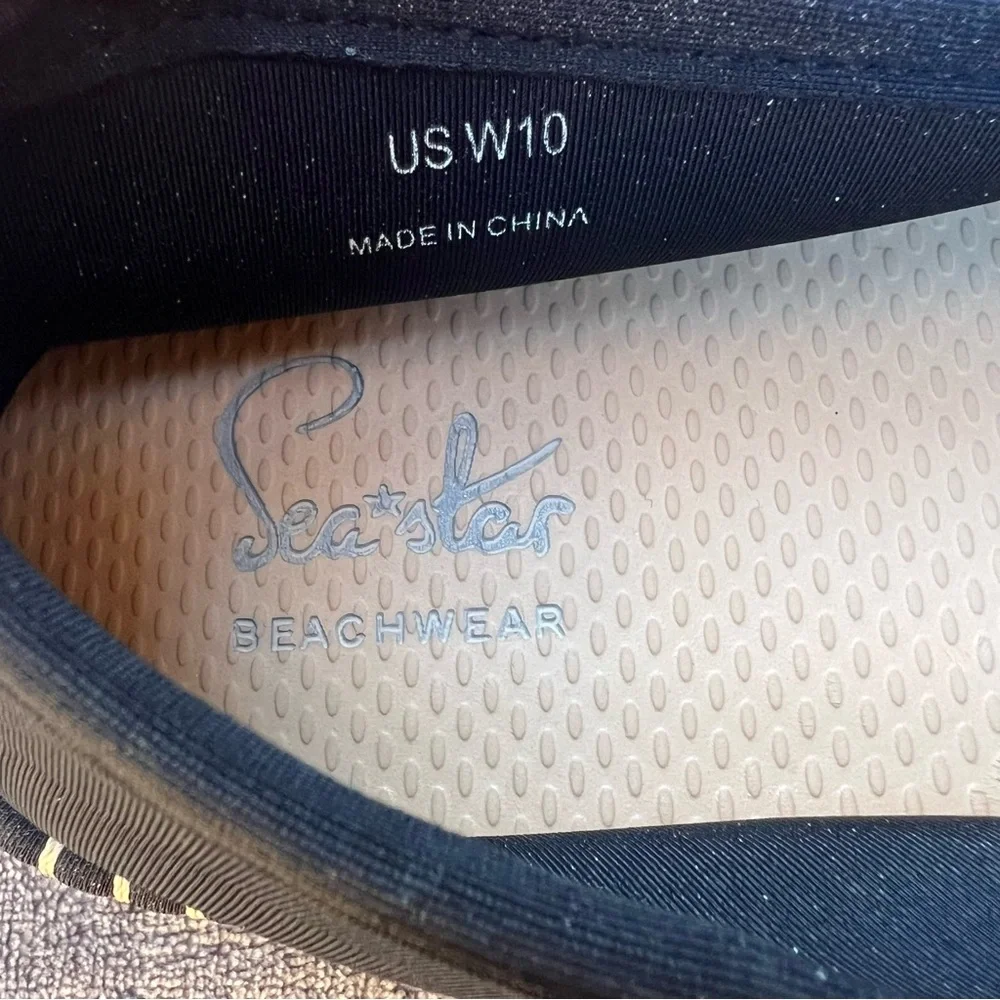 Sea Star Beachwear Womens Shoes Sz 10 Slip On Espadrille Flats Black Water Shoes
